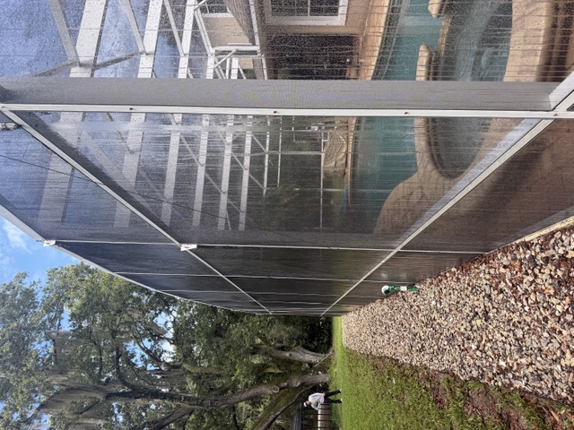 Clean pool screen enclosure frame and screens after cleaning